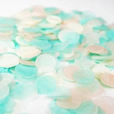 Mint Peach Ivory White Tissue Paper Circle Confetti Party Decoration