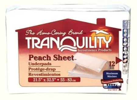 Tranquility Peach Sheet Underpads, Size 21x32, Case/48 (4 bags of 12)