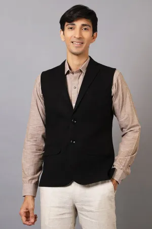 Tweed Wool Black Modi Nehru Jacket