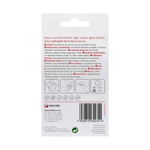 Velcro - Stick on Squares - White - 24 Pack